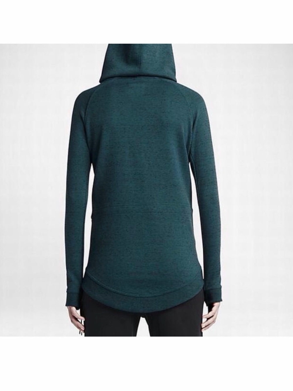 Nike Women’s Teal Tech Fleece Cape Hoodie Pullover Asymmetrical Zipup - Picture 2 of 7